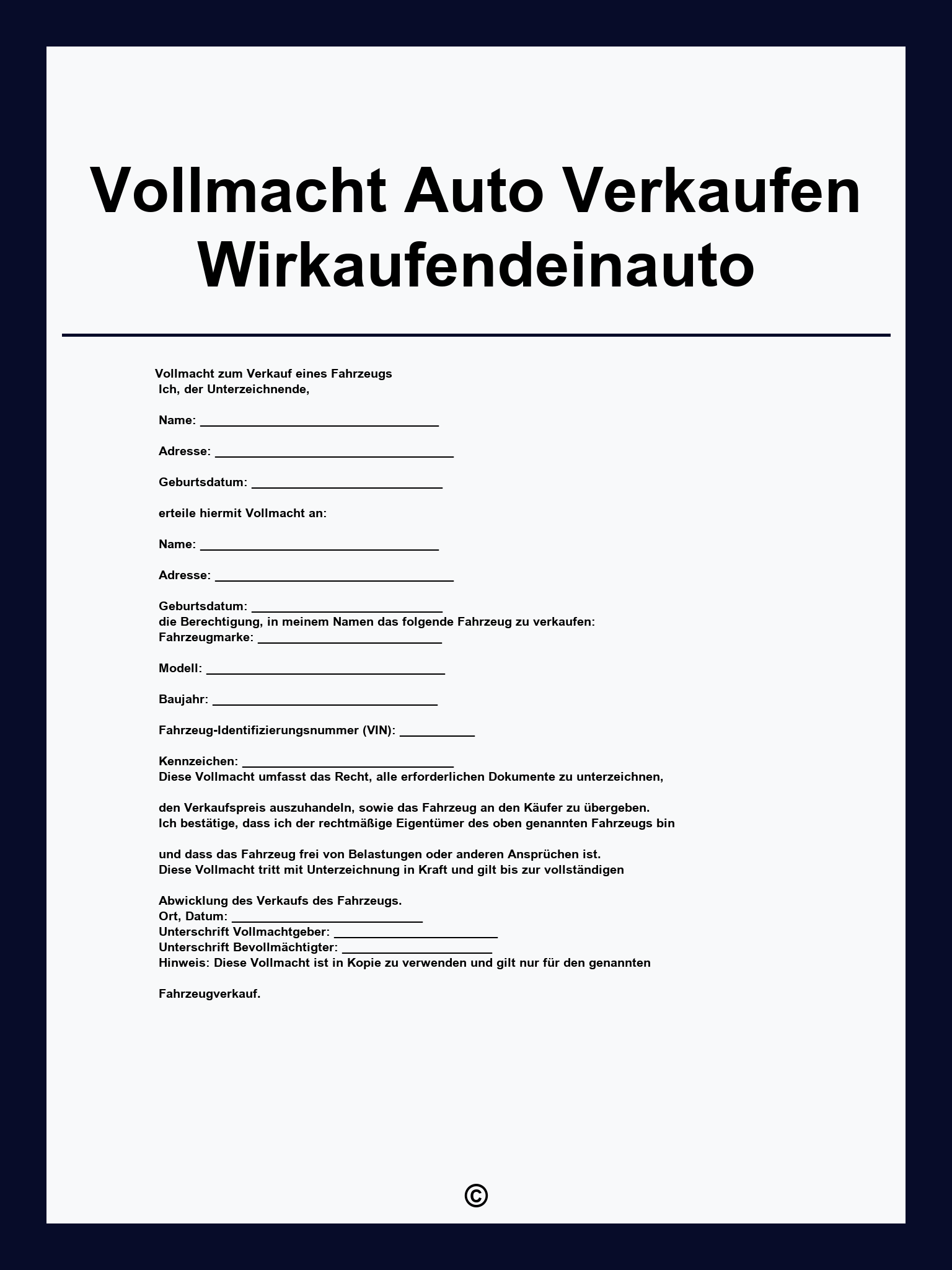 Vollmacht Auto Verkaufen Wirkaufendeinauto